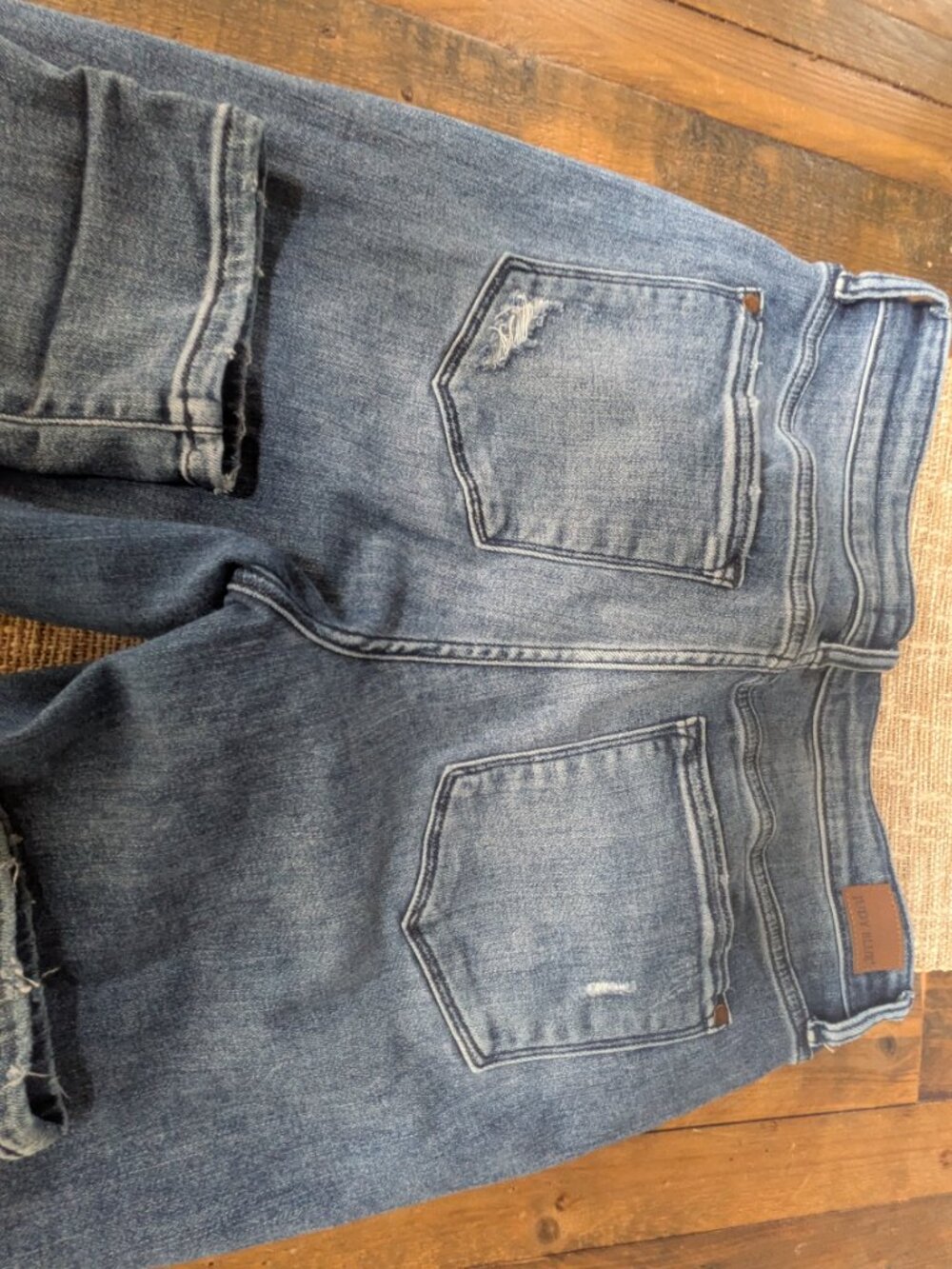 Judy blue jeans distressed boyfriend fit medium wash size 11/30 #293 - Picture 6 of 7
